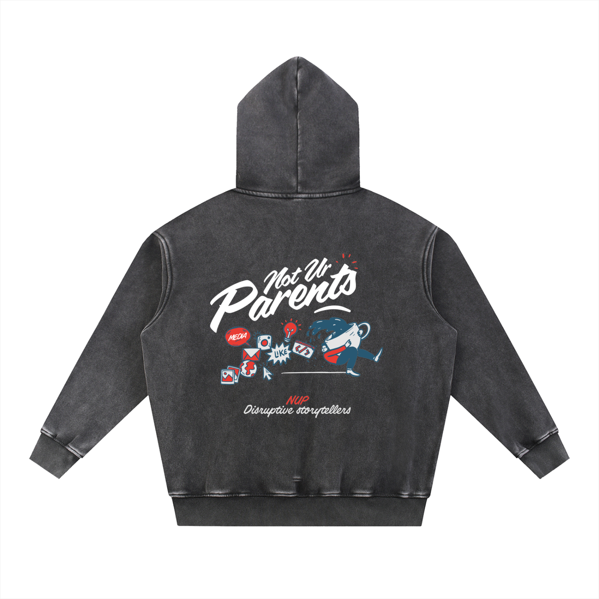 Hoodies,Black,Washed,Spin