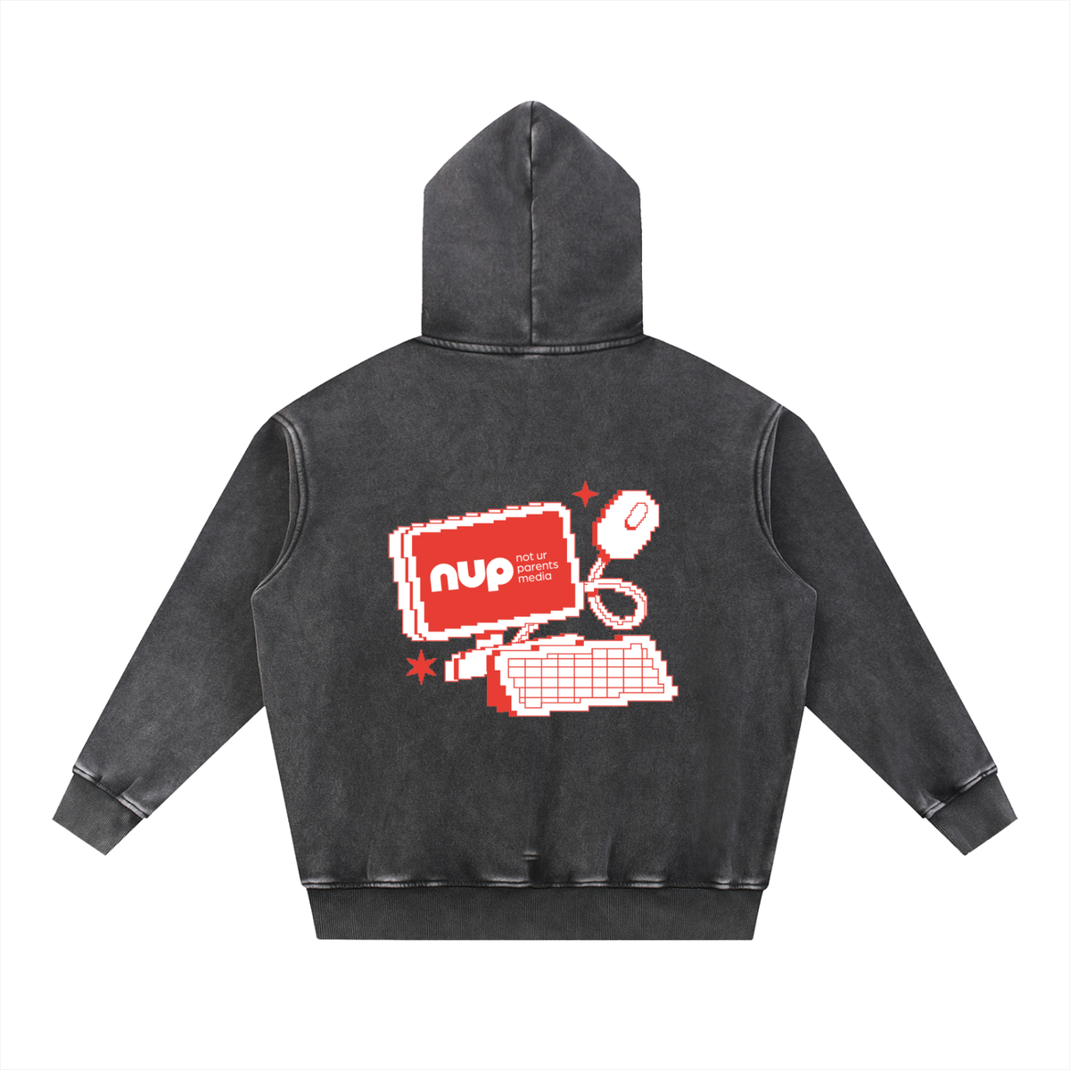 Hoodies,Washed,Black,Pixel