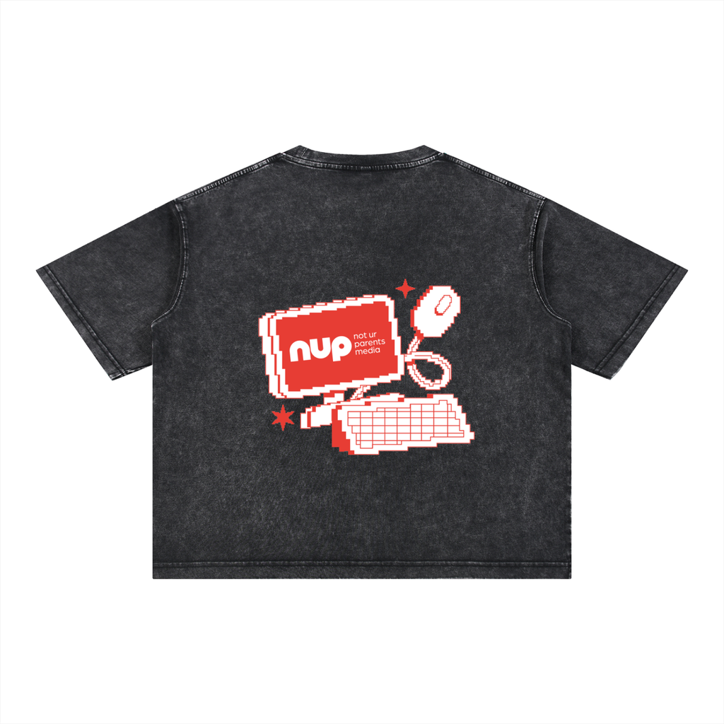 T-Shirts,Washed,Black,Pixel