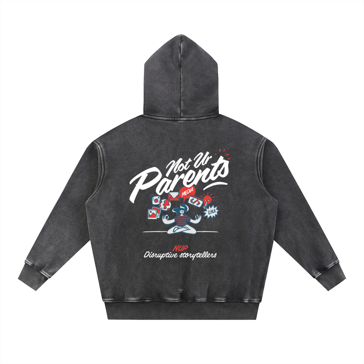 Hoodies,Washed,Black,Brainstorm